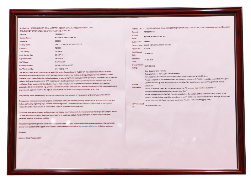 Honor certificate